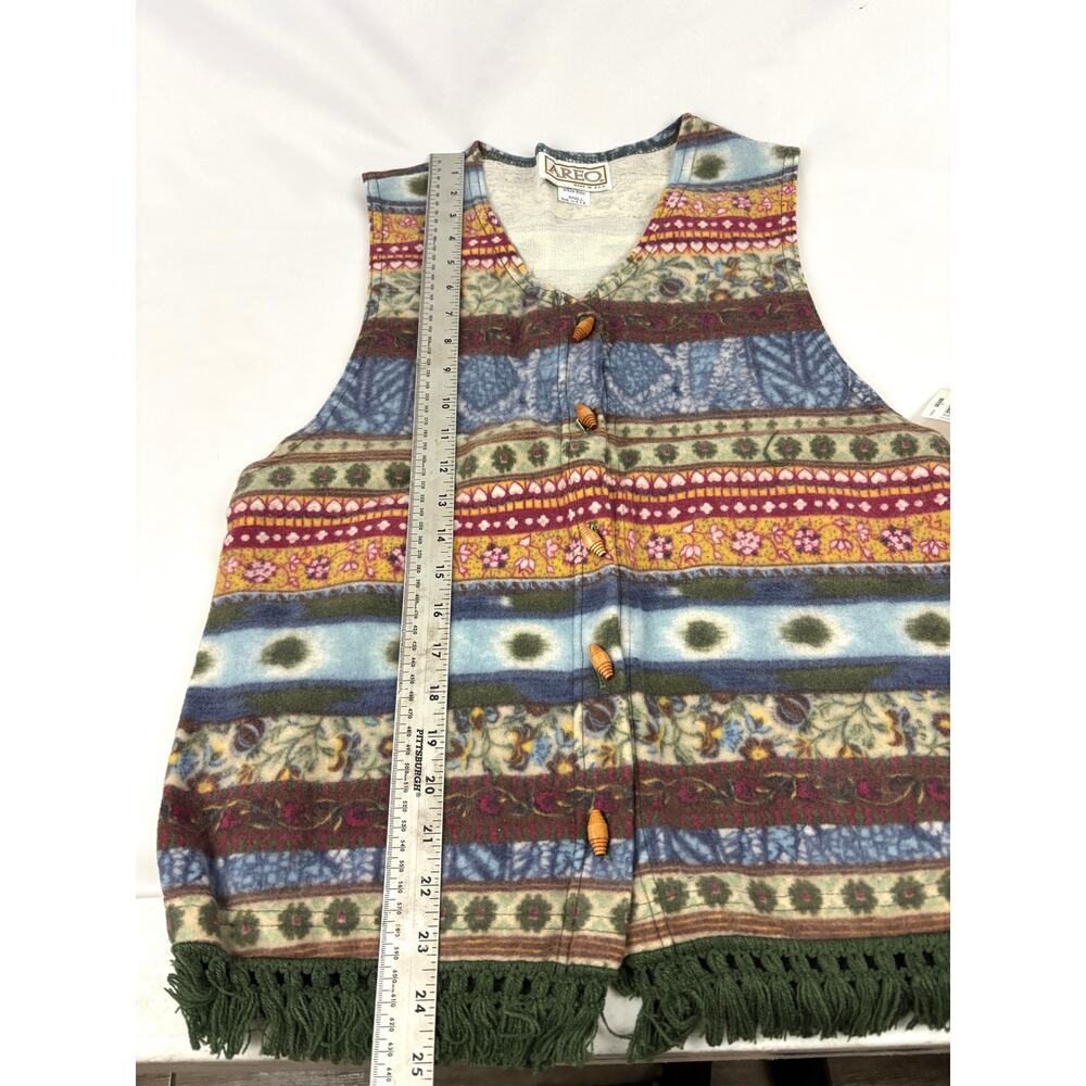 Vintage Southwestern Vest Womens USA Made Button Up Aero 1990s Small Fringe - Picture 6 of 10